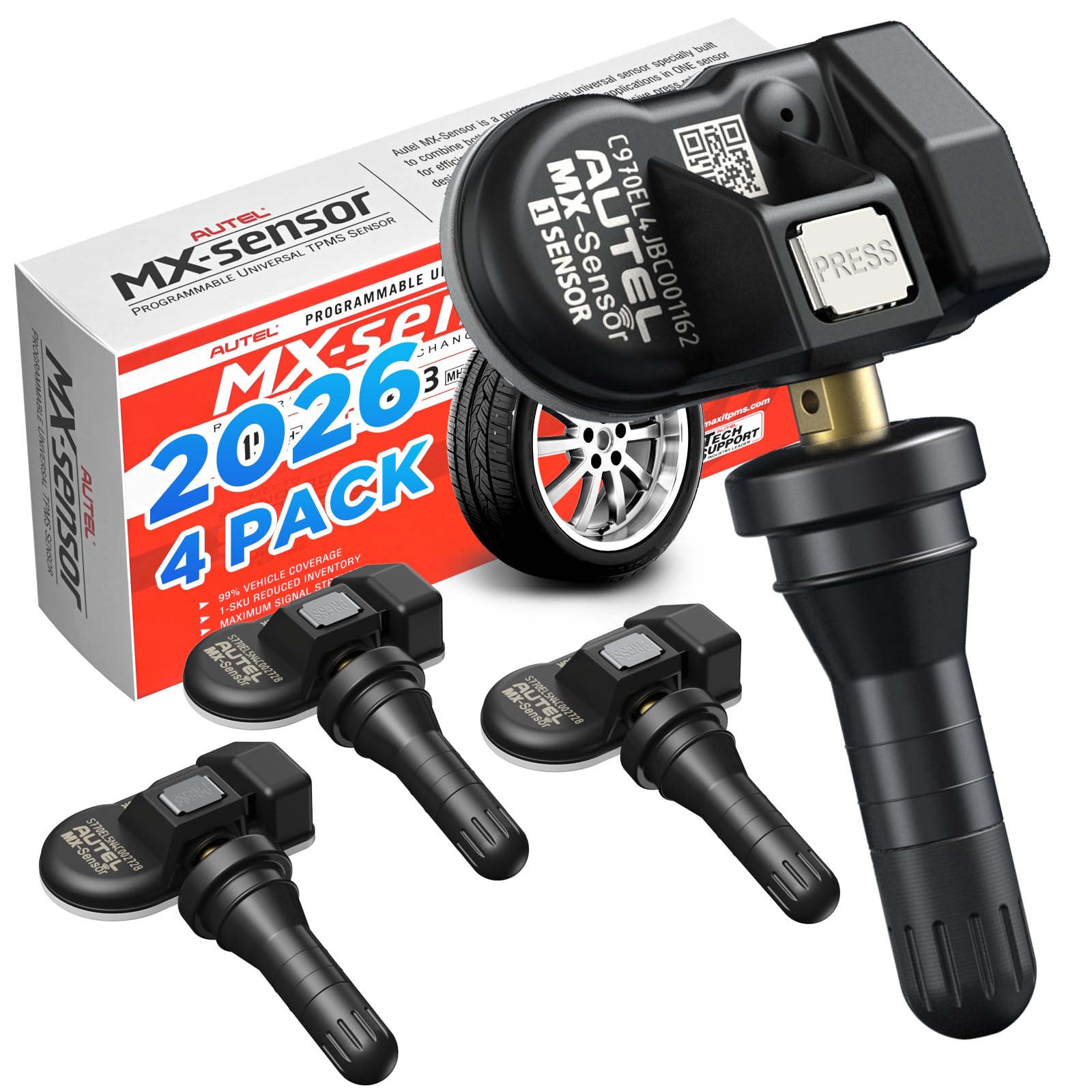 Autel MX-Sensor front packaging showing kit and warranty benefits