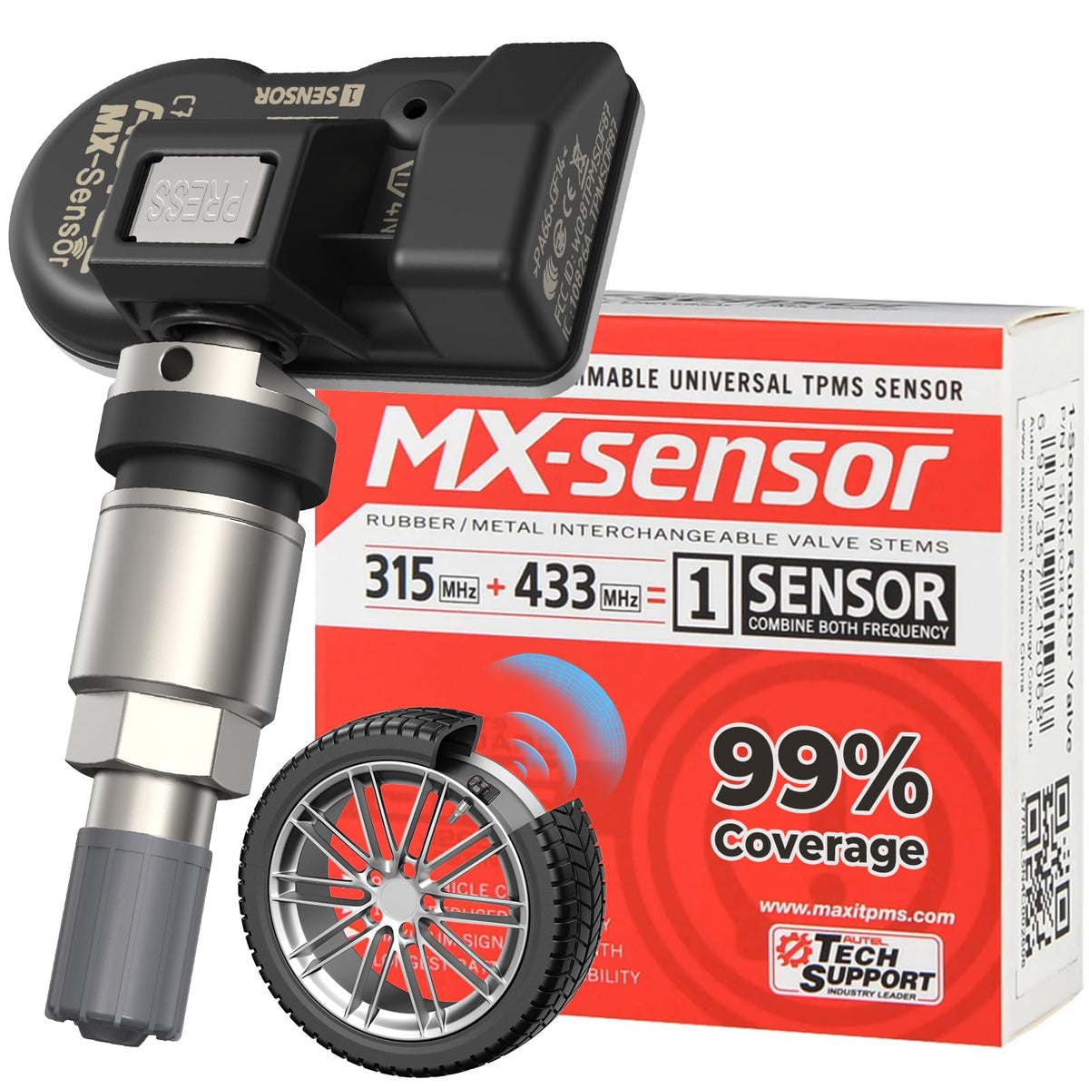 Autel MX-Sensor front view showing durable housing and quick fit benefit