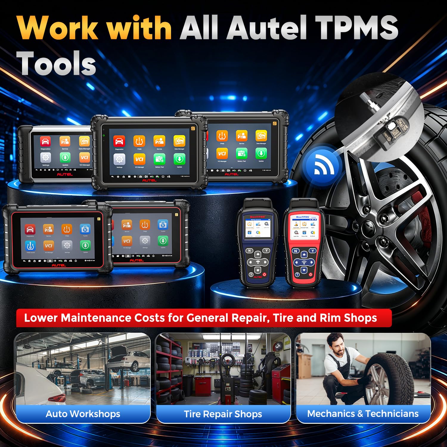 Autel MX-Sensor installed inside tire showing easy press-in replacement