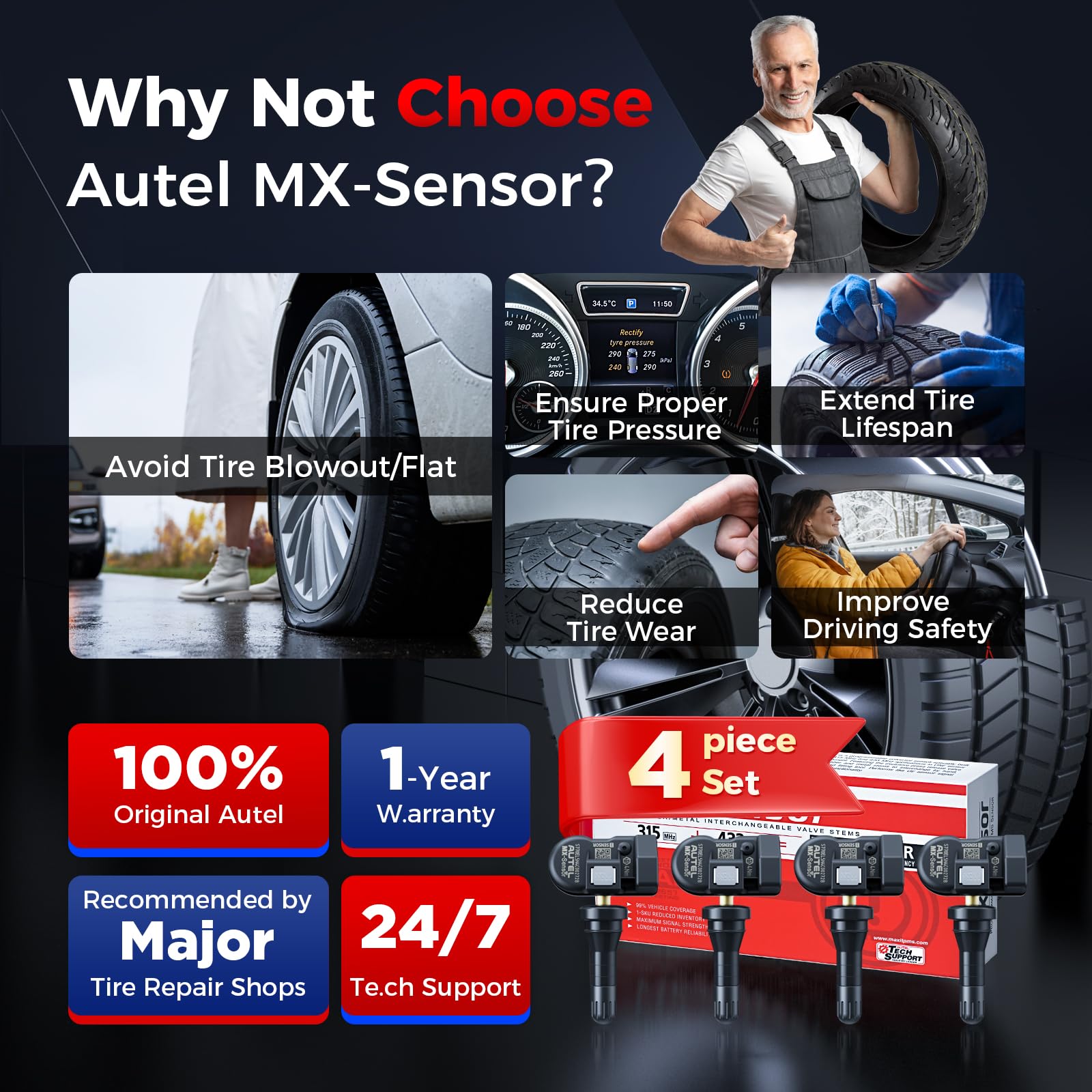 Autel MX-Sensor in a garage with technician illustrating fast, professional service