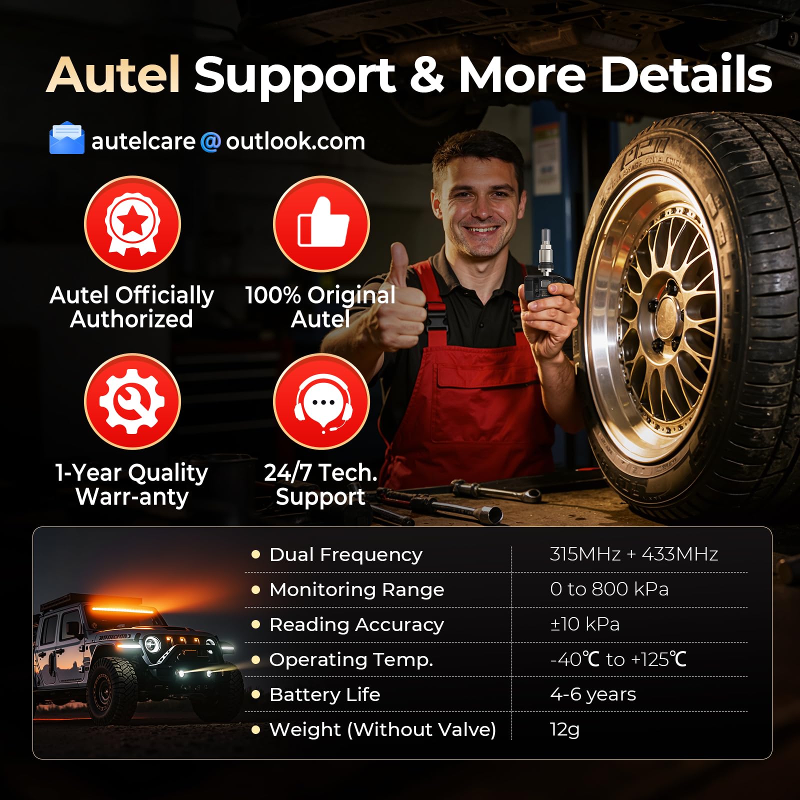 Autel MX-Sensor installed in tire at shop showing professional service benefit