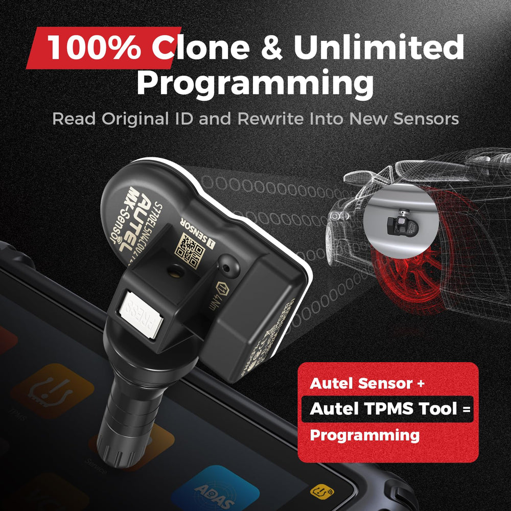 Autel MX-Sensor mounted on wheel demonstrating OEM-fit reliability benefit