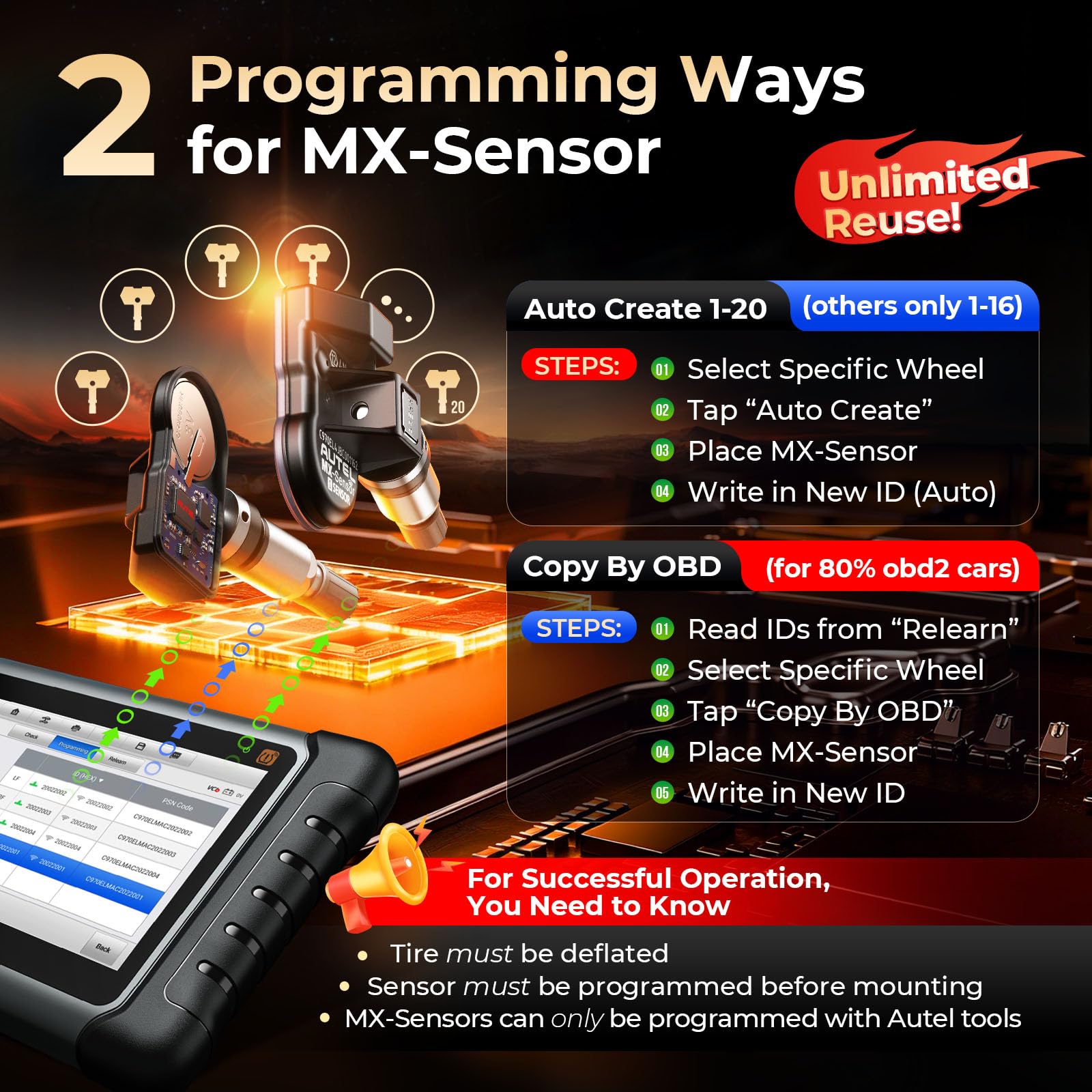 Autel MX-Sensor press-in valve detail demonstrating fast installation