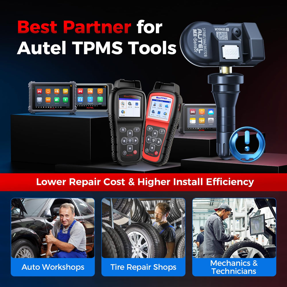 Autel MX-Sensor being programmed with an Autel TPMS tool showing secure pairing