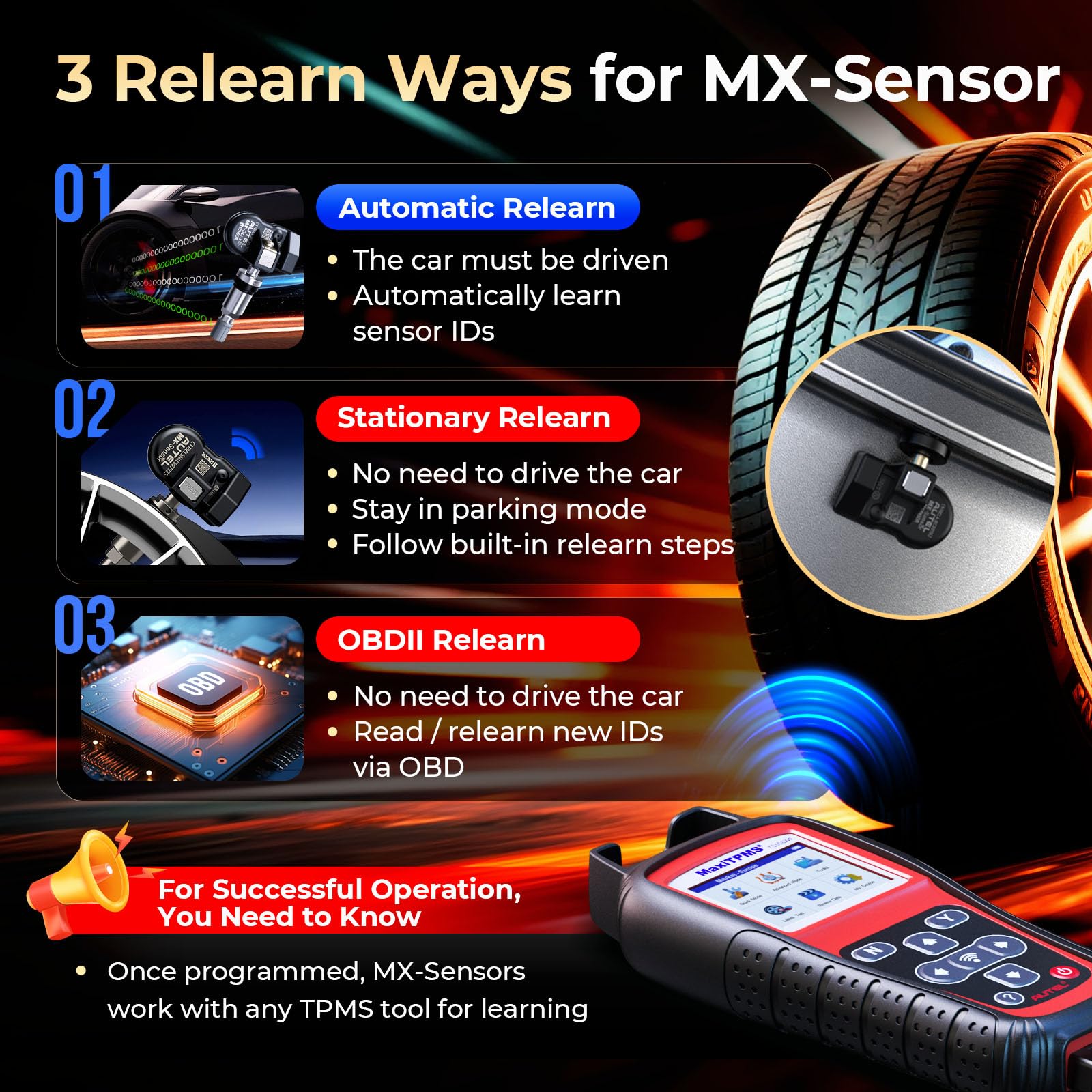 Autel MX-Sensor being programmed with Autel tool for accurate pairing