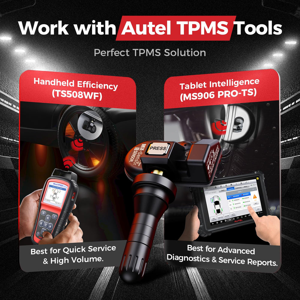 Autel MX-Sensor being programmed with Autel TS508 tool for fast cloning benefit