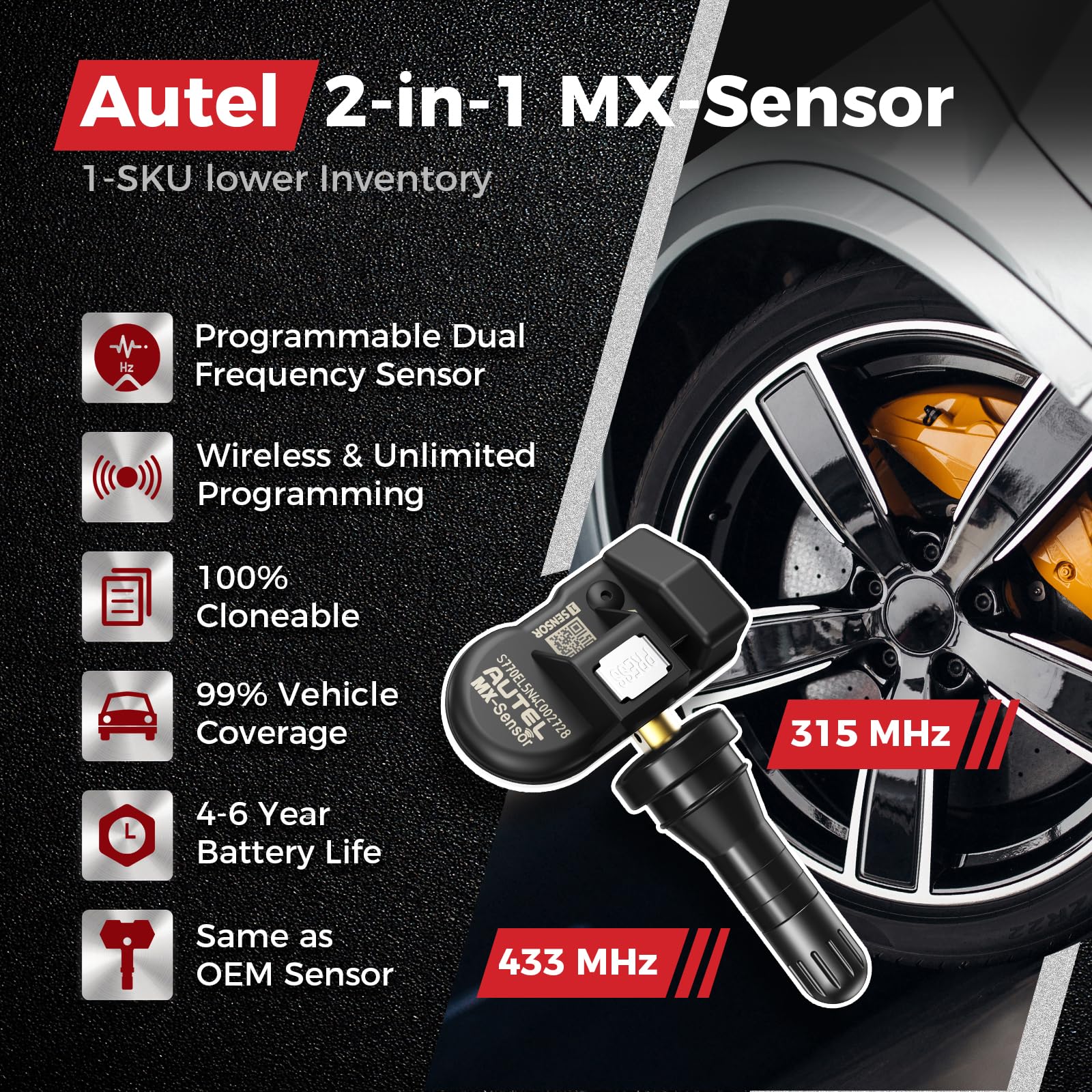 Autel MX-Sensor rubber valve stem detail for easy press-in installation benefit