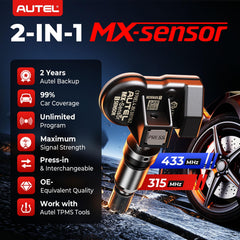 Autel MX-Sensor interchangeable rubber and metal valve stems, simplifies installation