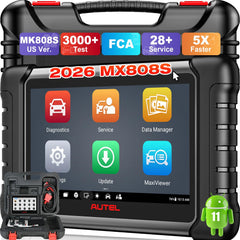 Autel MX808S front view showing rugged casing and display for durable diagnostics