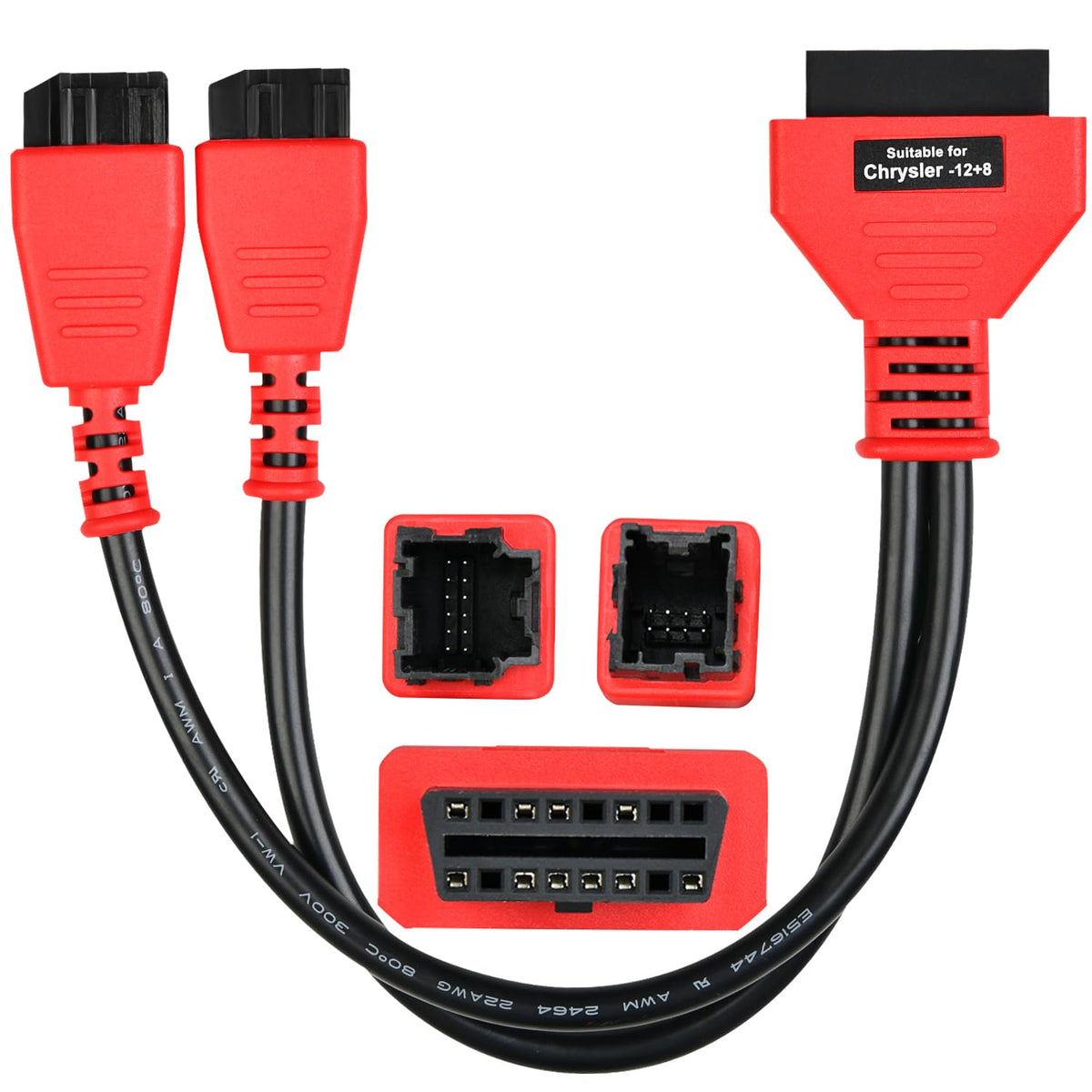 Autel adapter front view showing 12+8 connectors and 16‑pin plug for easy access