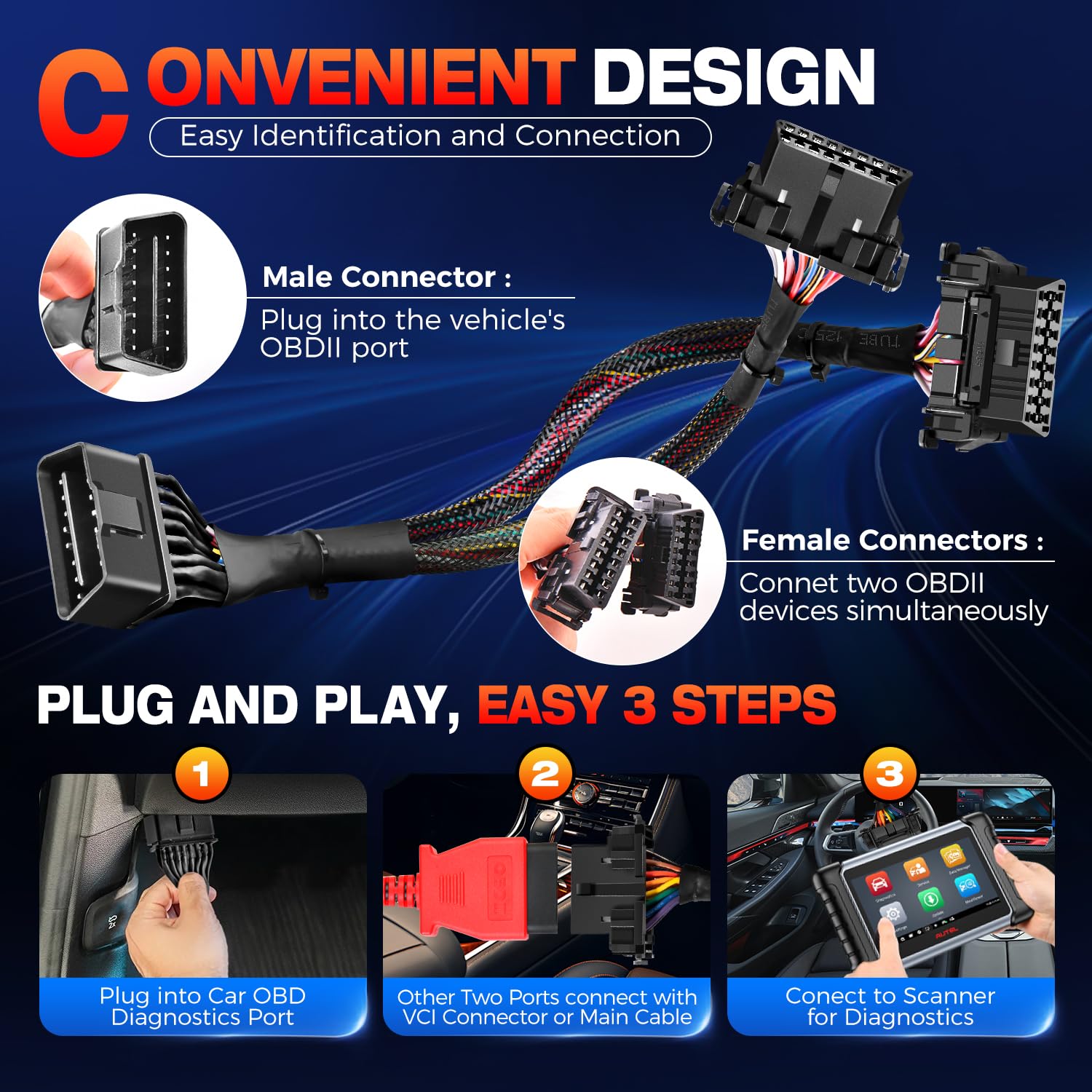 Autel connected to vehicle DLC demonstrating easy in-car installation benefit