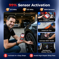 Autel TS408 rear and ports view highlighting durable housing and connector access