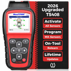 Autel TS408 front view showing controls and color display for quick diagnostics