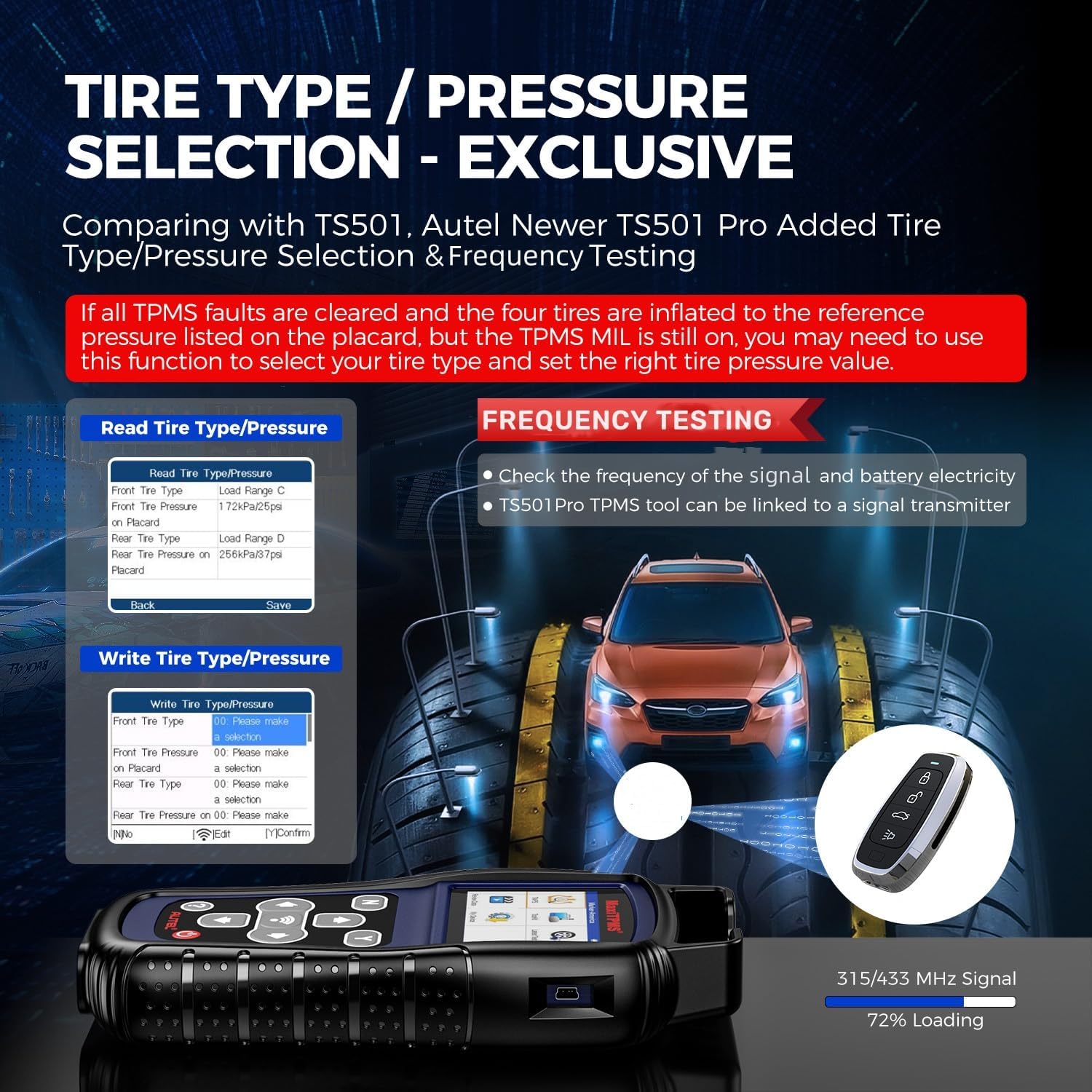 Autel TS501 PRO with USB cable and MX-sensor accessories included