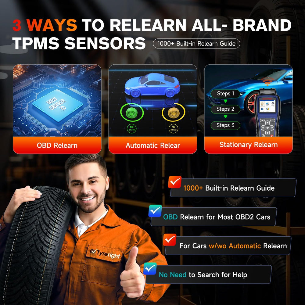 Autel TS501 PRO in programming mode illustrating auto-create and manual MX-sensor options