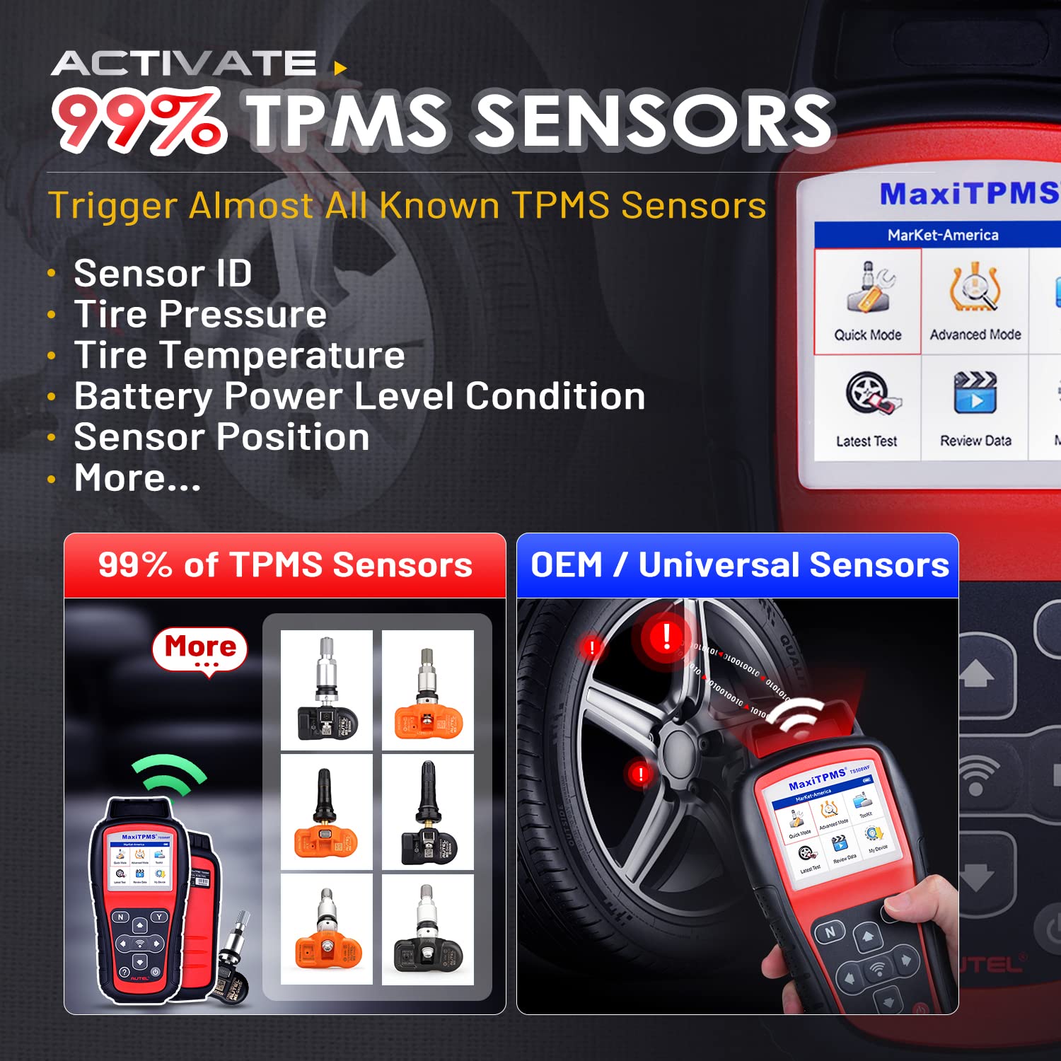 Autel TS508WF connected to vehicle OBD port enabling ECU relearn benefit