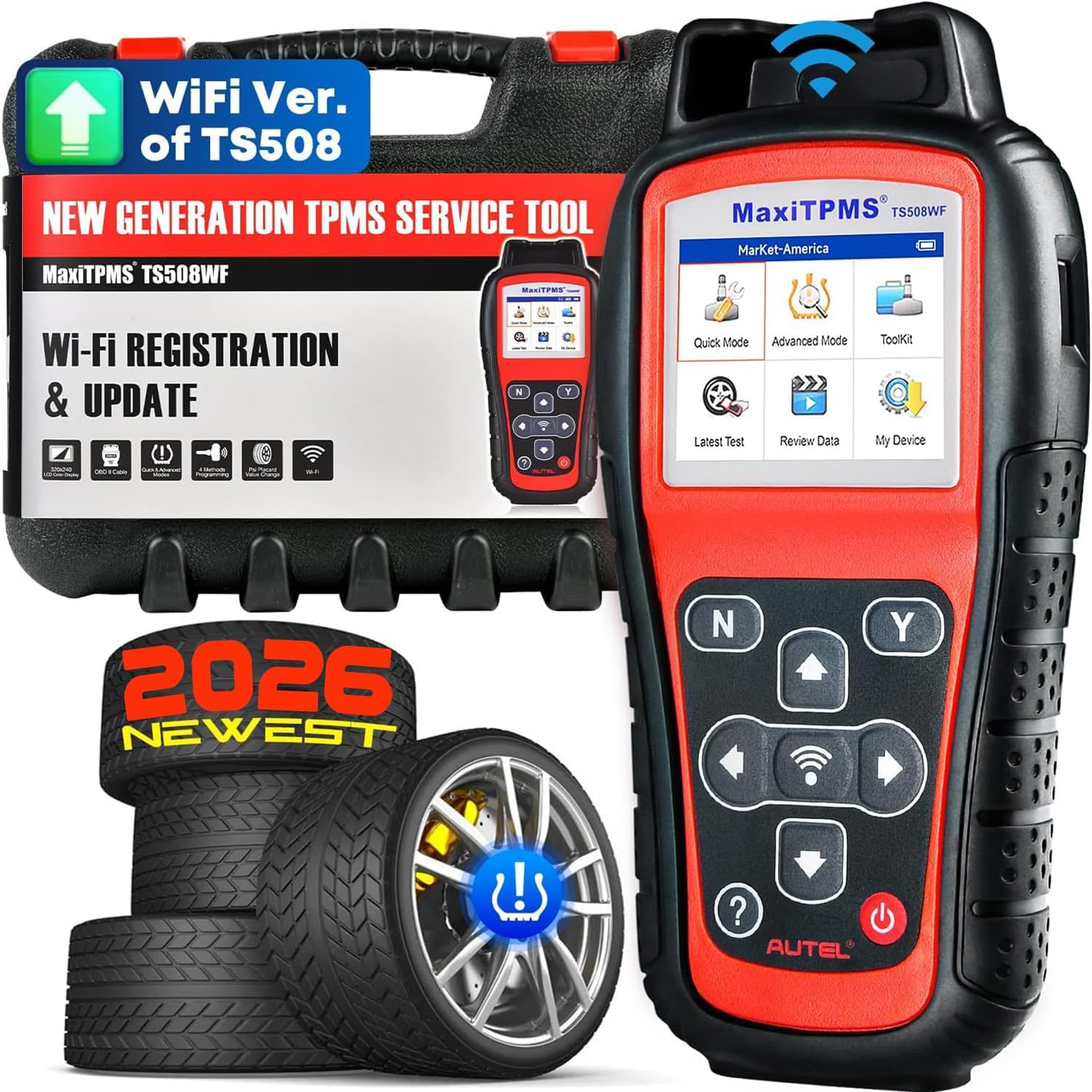 Autel TS508WF front view showing screen and buttons, clear operation benefit