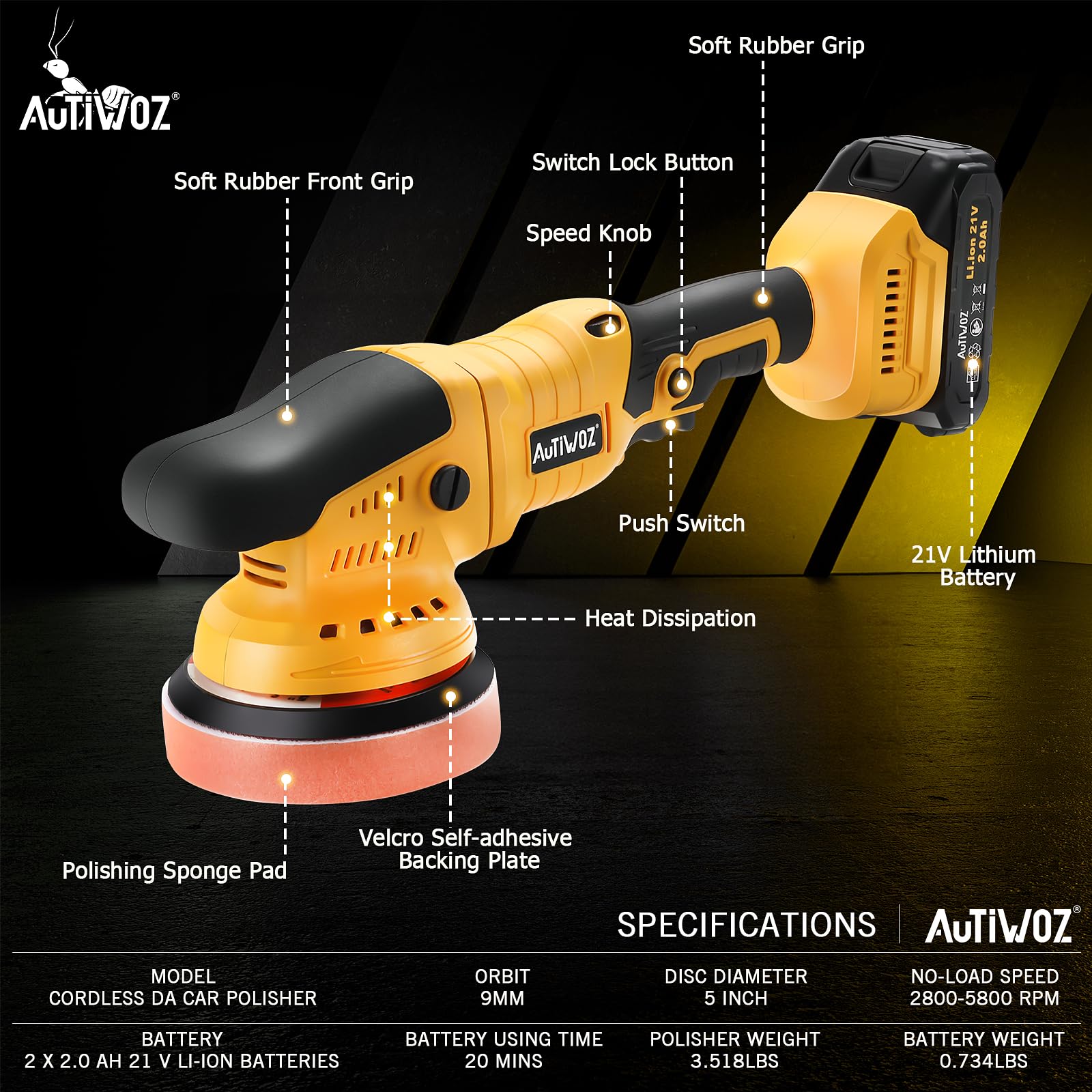 AUTIWOZ ergonomic top grip close-up reducing vibration and fatigue