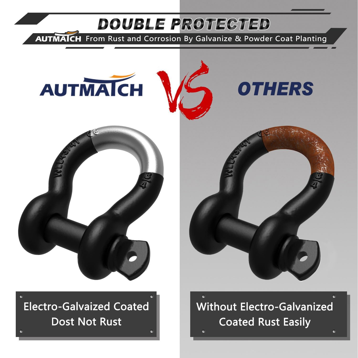 AUTMATCH shackle in use on a truck tow recovery showing reliable connection