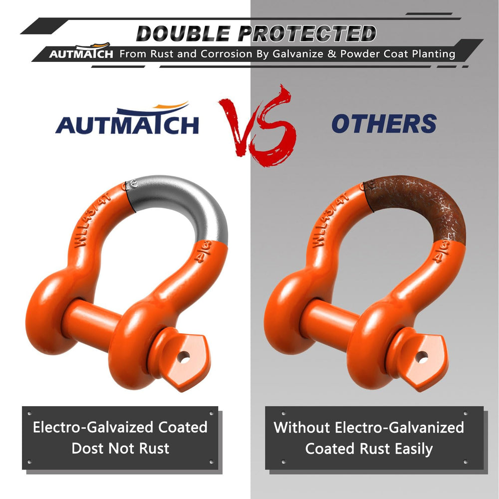 AUTMATCH shackles attached to recovery strap demonstrating secure connection