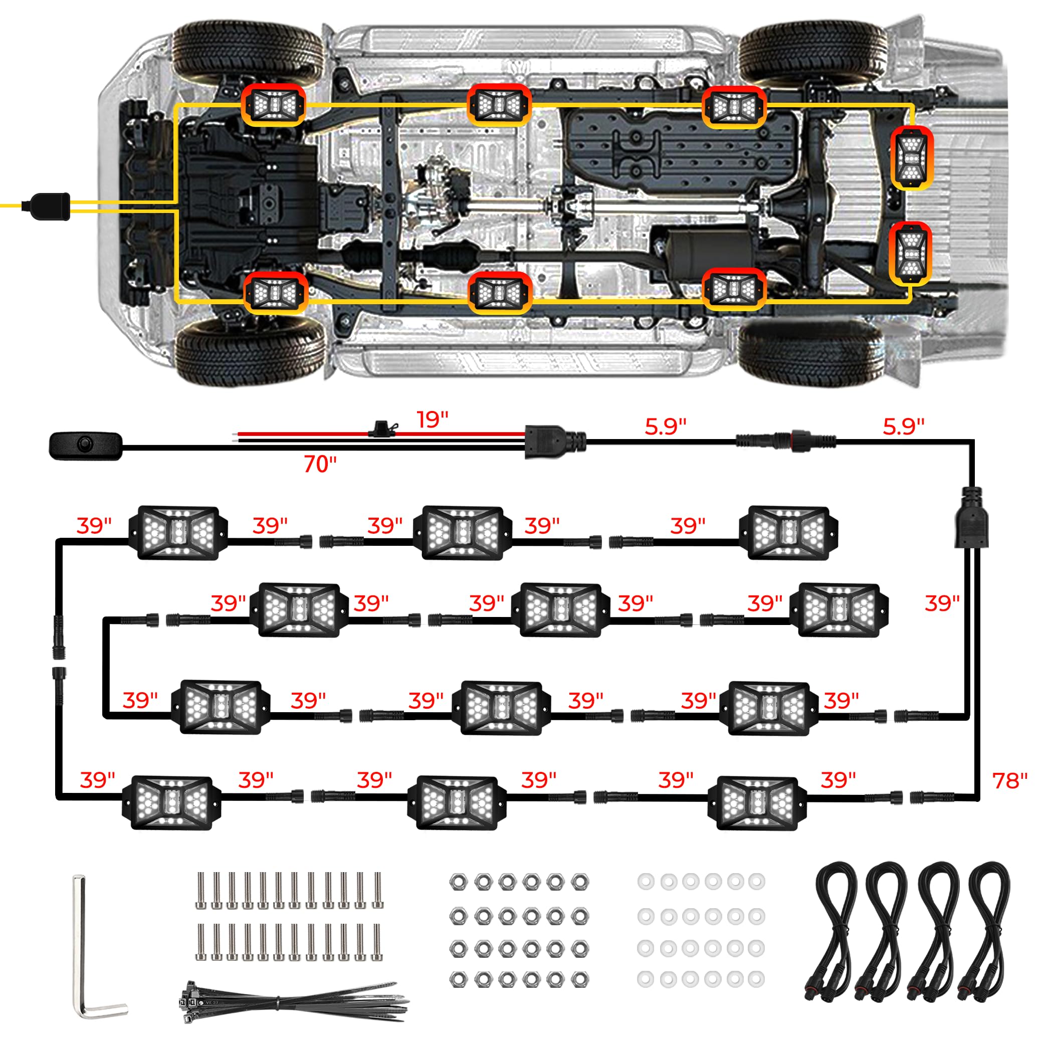 Auto Buero pod beside ruler showing compact size and easy hidden mounting