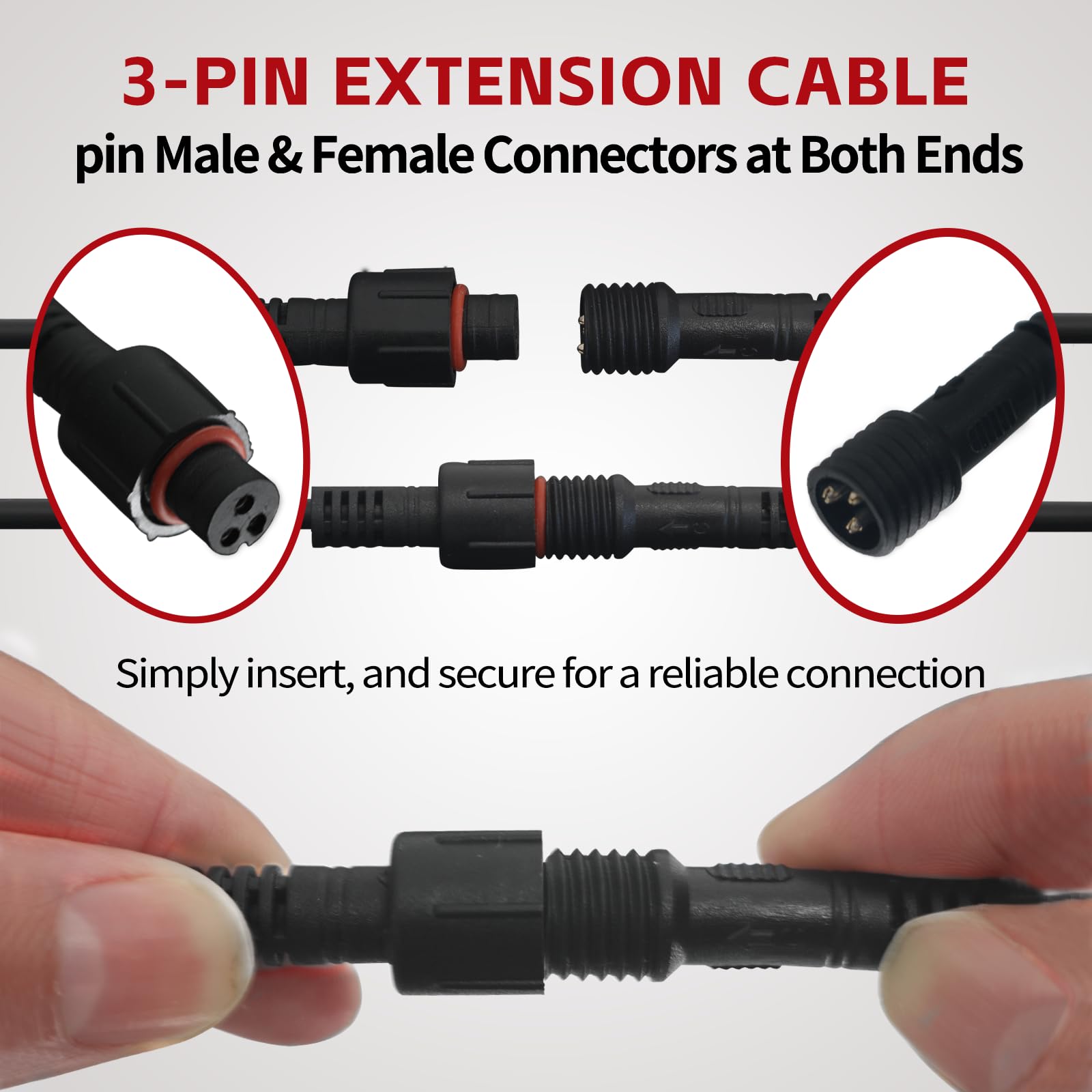 Auto Buero wiring and connectors detail showing easy-install hardware and durability