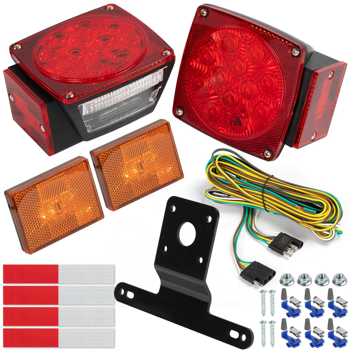 AUTO-GEKKO front view of tail light showing bright LEDs and durable lens for visibility