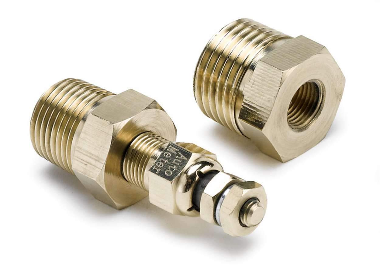 Auto Meter 2258 sender front view showing thread and compact design for easy fit