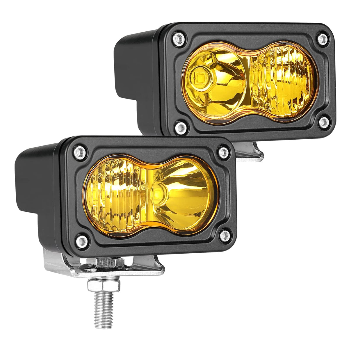 Auto Power Plus front view of amber 3-inch pod showing focused beam and durability