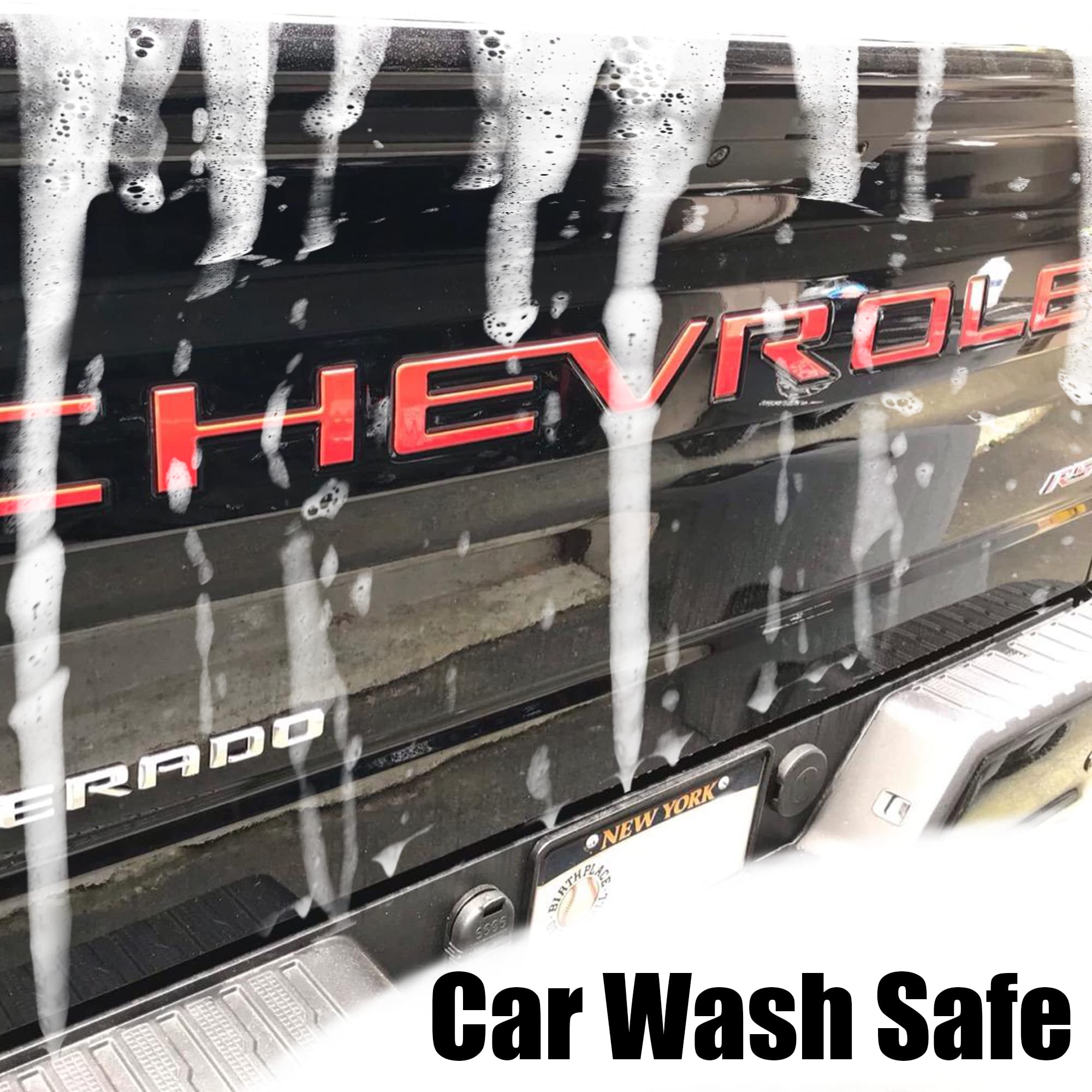 Auto Safety lifestyle shot of truck rear with red letters for bold styling