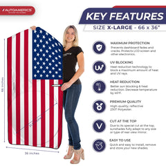 Autoamerics folded shade inside travel pouch for compact storage and tidy trunk organization