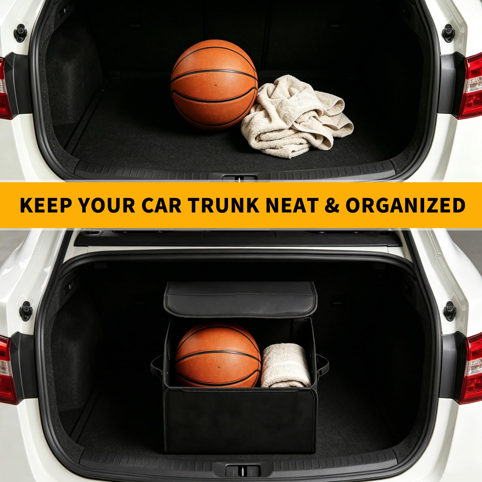 AUTOARK in an SUV trunk lifestyle shot highlighting tidy cargo and quick access