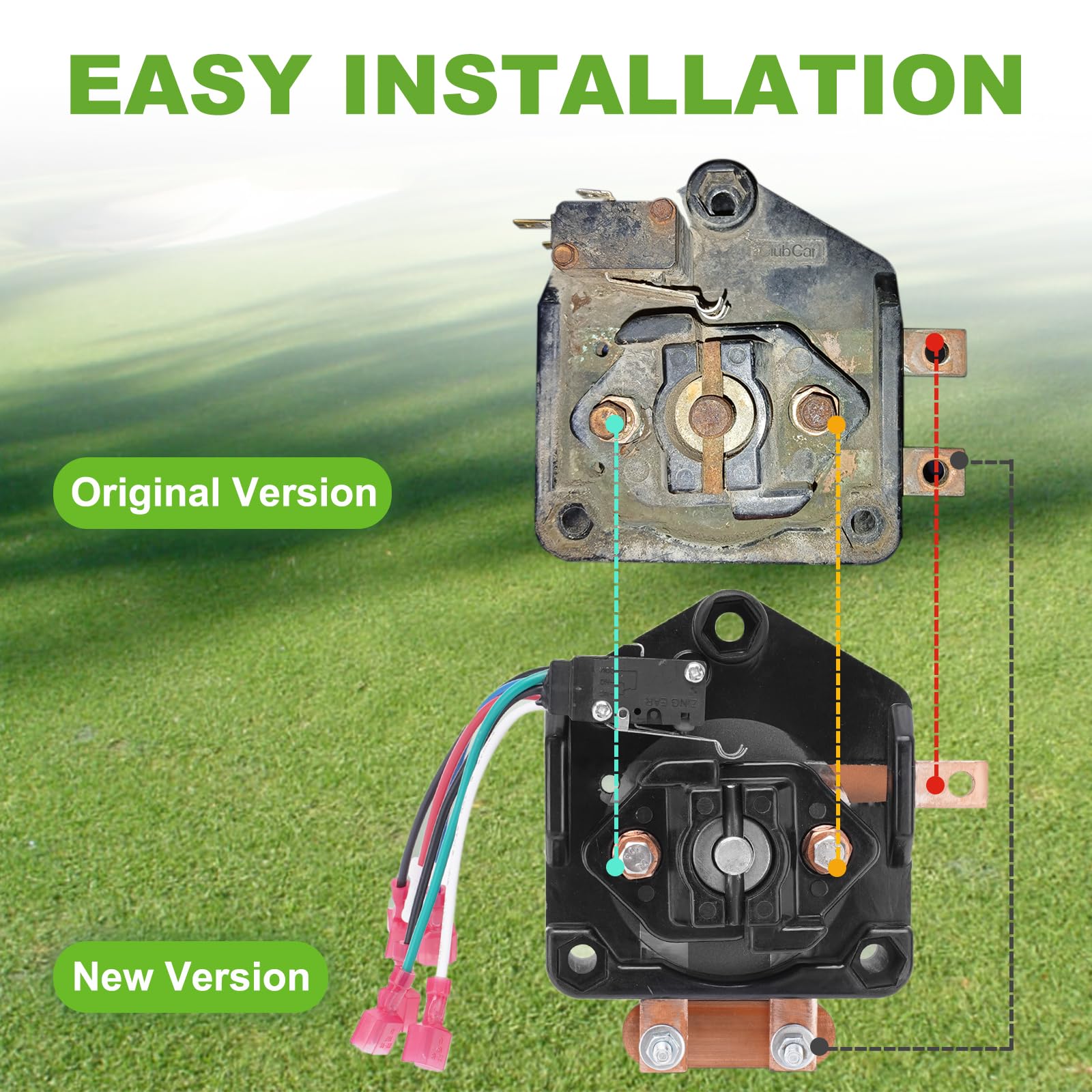 AUTOBABA assembly mounted on Club Car DS showing restored directional control