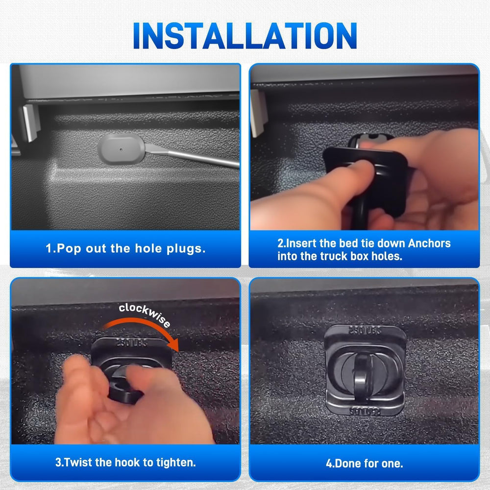 AUTOBABA step-by-step install showing anchor alignment in bed