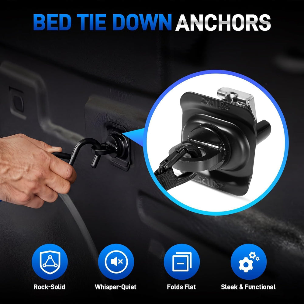 AUTOBABA anchor used with ratchet strap keeping cargo immobilized