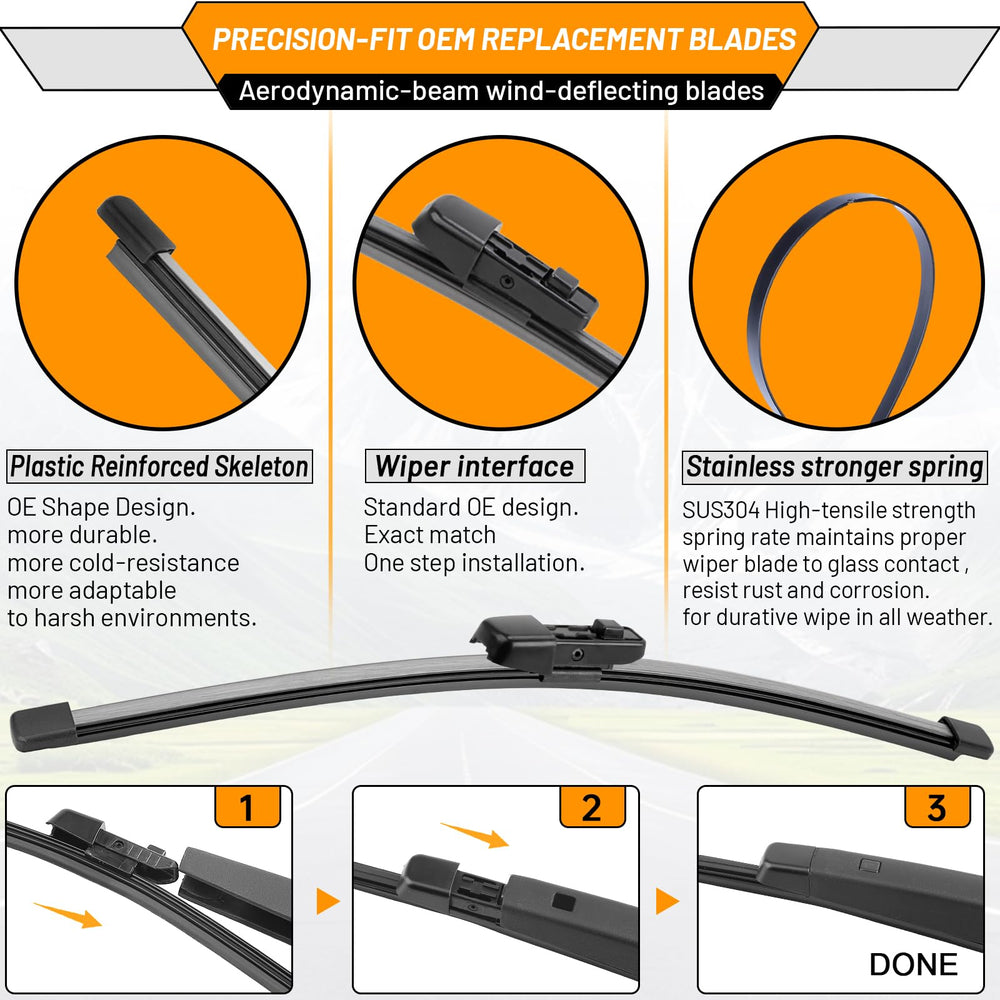 AUTOBOO blades installed on VW Golf windshield improving visibility