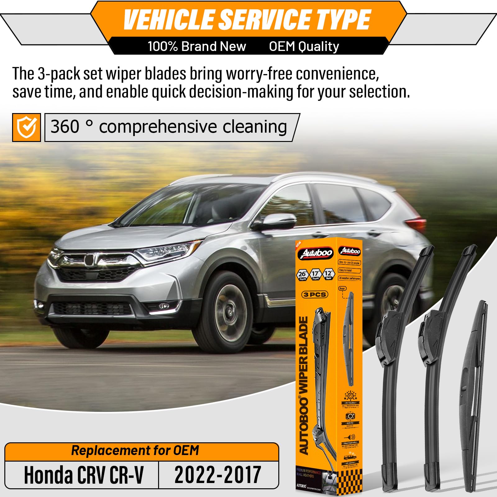 AUTOBOO front passenger blade displayed to show correct CR-V fitment benefit