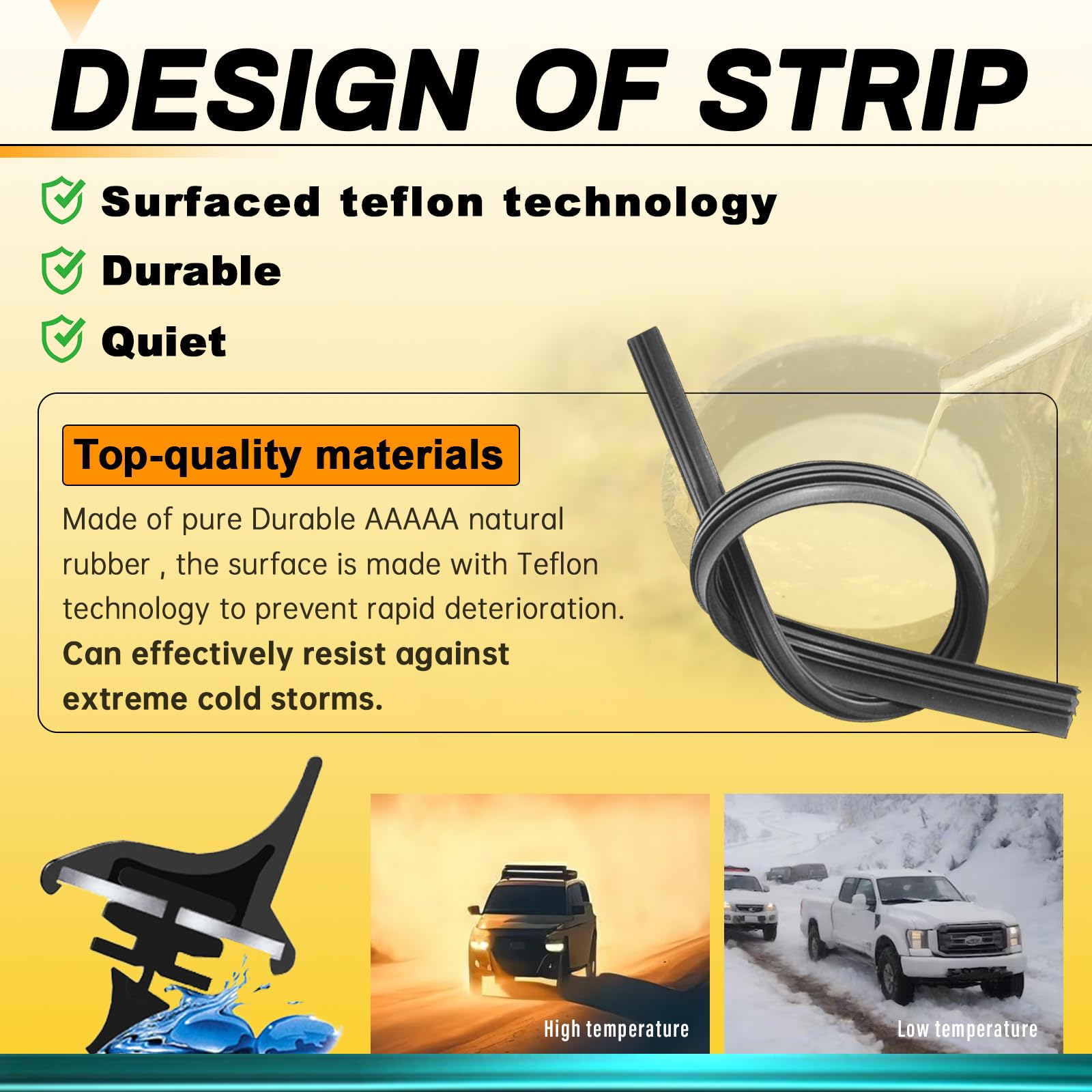 AUTOBOO bracketless blade resisting snow and ice accumulation