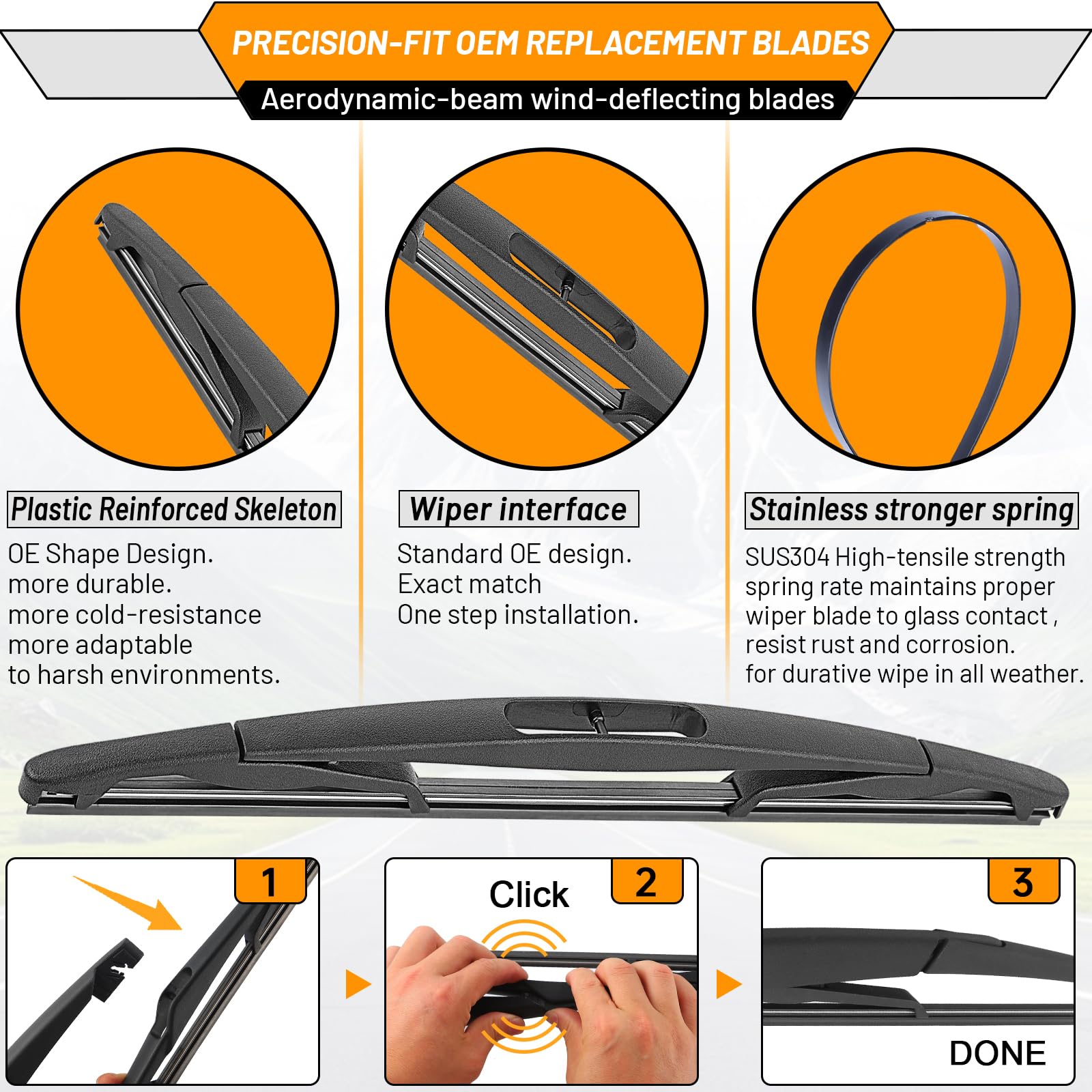 AUTOBOO blades installed on Ford Escape front windshield for quieter wiping