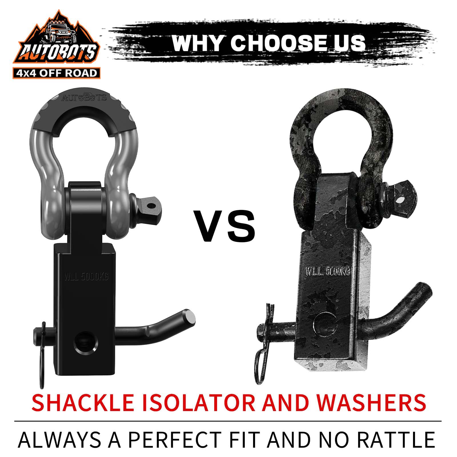 AUTOBOTS detail of black silicone isolator protecting vehicle finish and reducing vibration