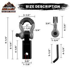 AUTOBOTS hitch receiver next to ruler showing scale and installation sizing benefit