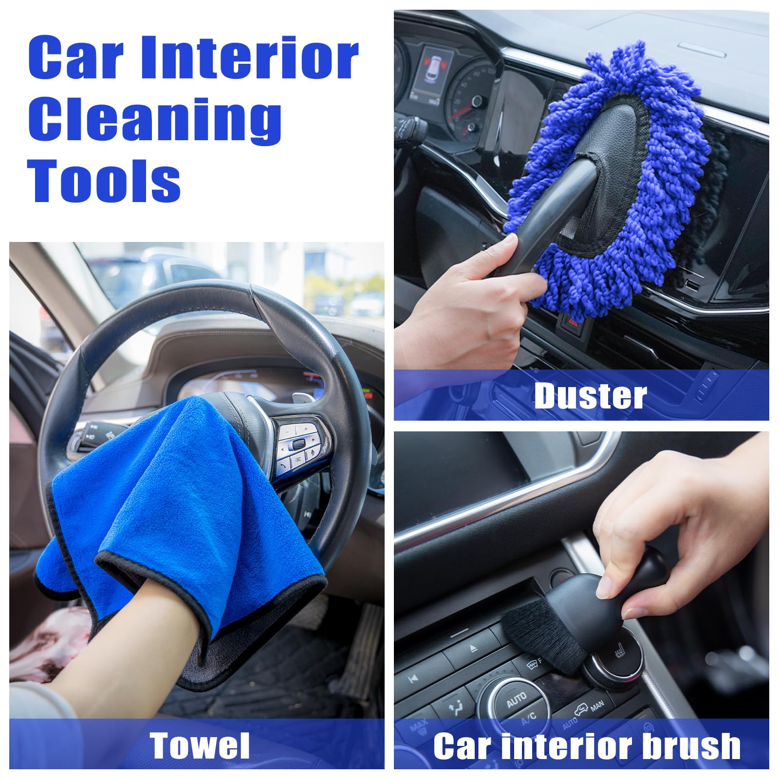 AUTODECO folded microfiber towels demonstrating soft, low-lint surface protection