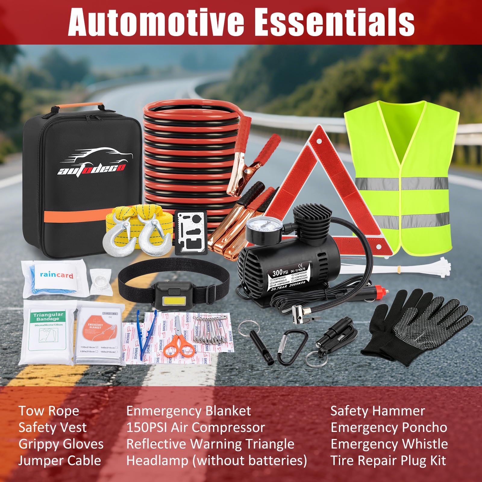 AUTODECO open bag with organized contents showing fast access benefit