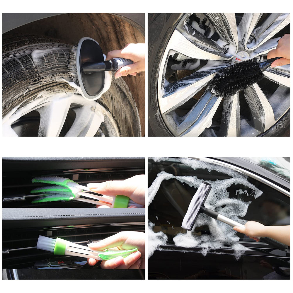 AUTODECO wheel and tire brushes cleaning grime without scratching