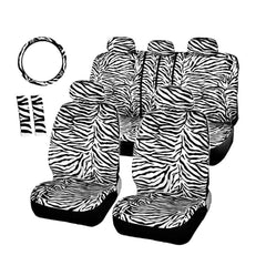 AUTOFAN front seat covers installed protecting upholstery and adding zebra style