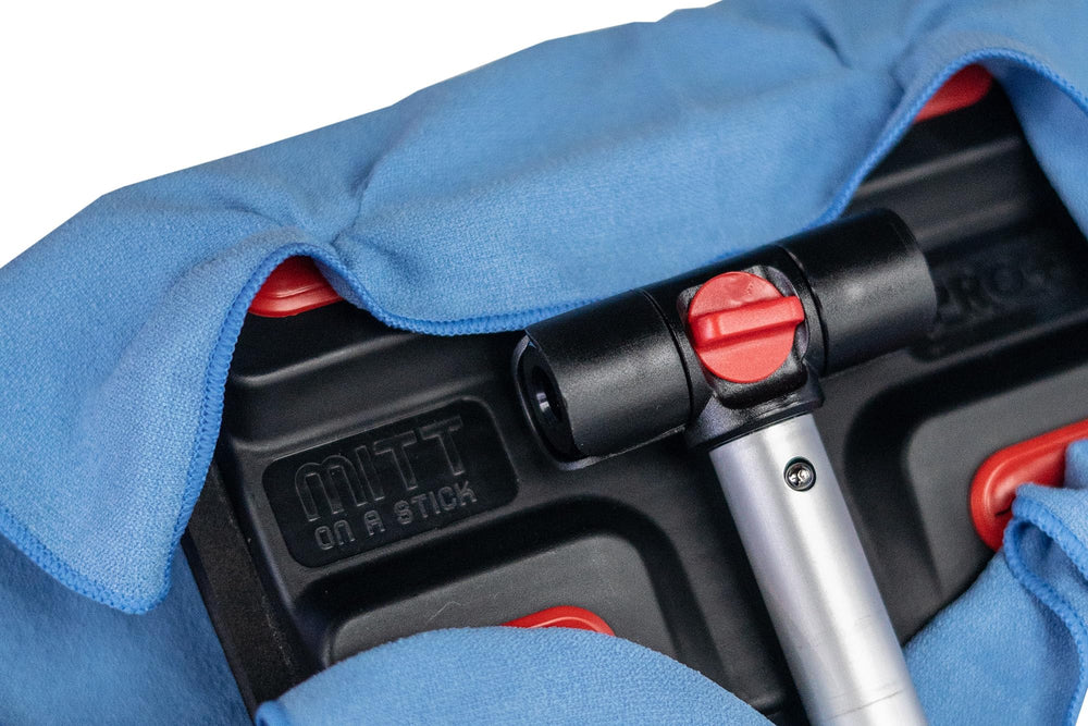 Autofiber padded three-piece pole and angled end for comfortable extended reach
