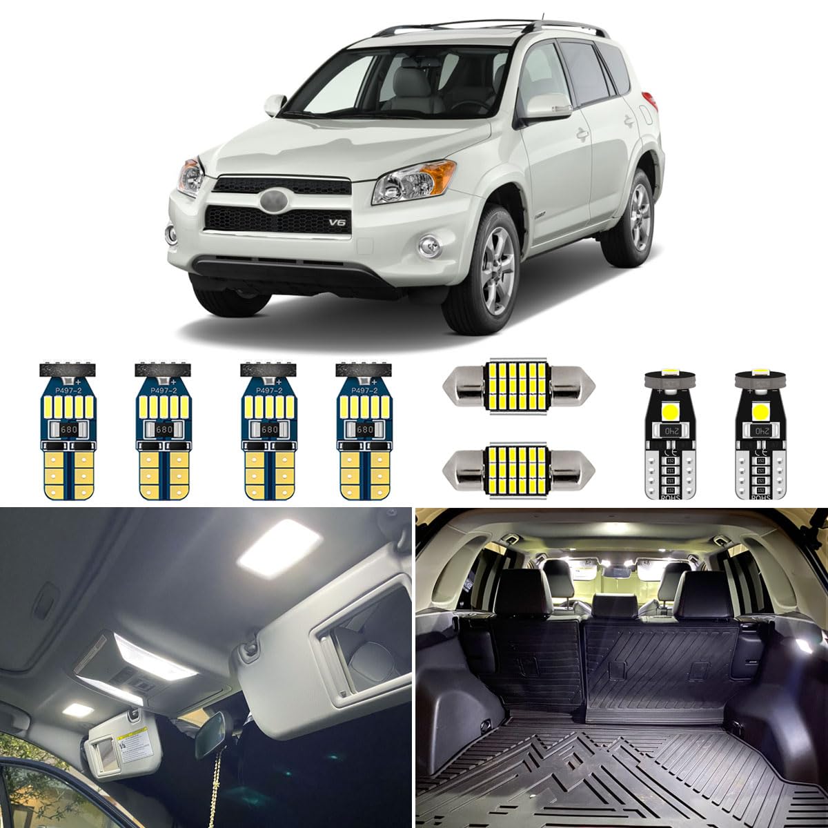 AUTOGINE front package for RAV4 showing complete 8-piece kit and tool, bright upgrade