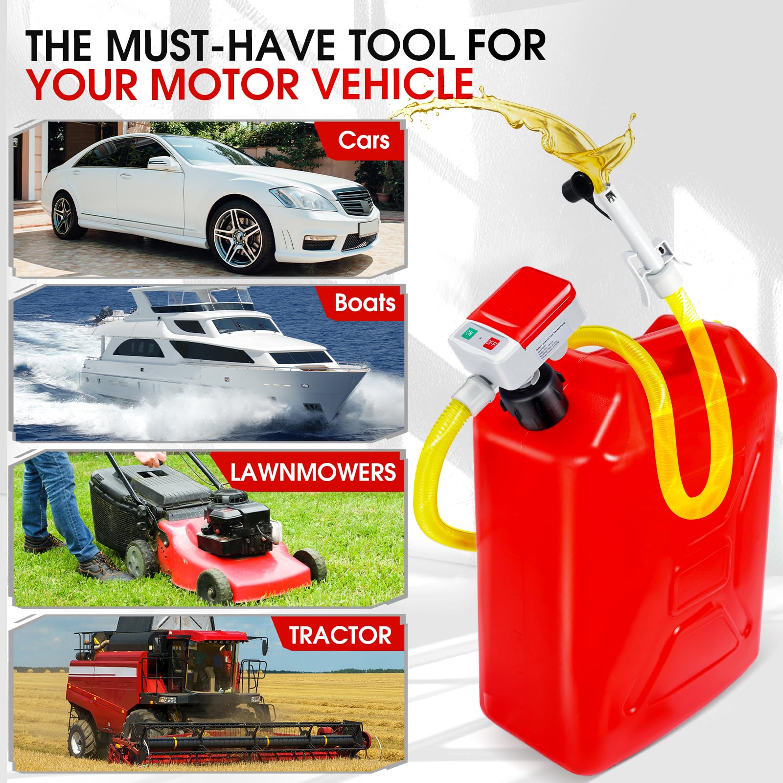 AUTOJDM nozzle locked to container clip, enables stable hands-free filling