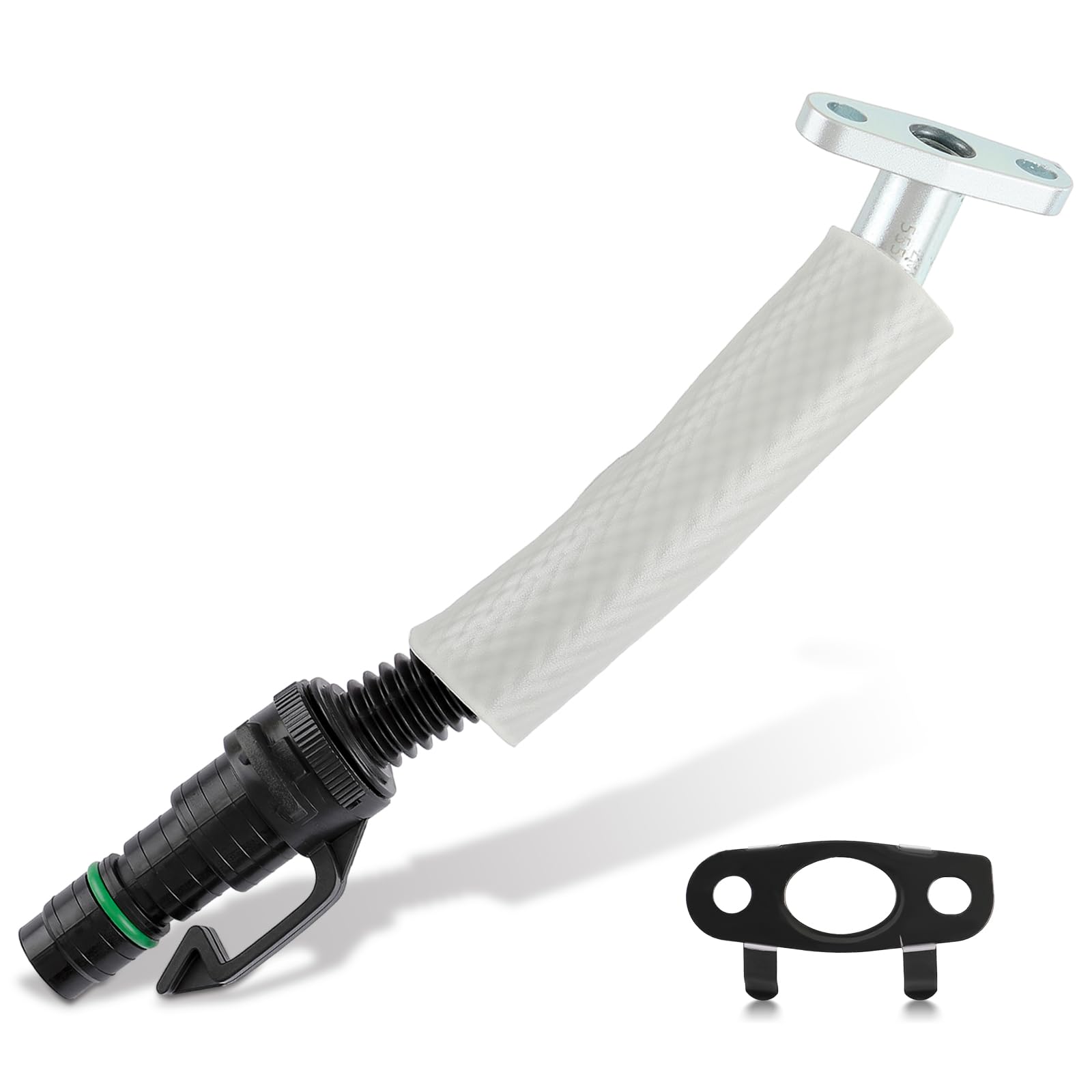 AUTOKAY front view of turbo oil return pipe showing fit and shape, ensures precise replacement