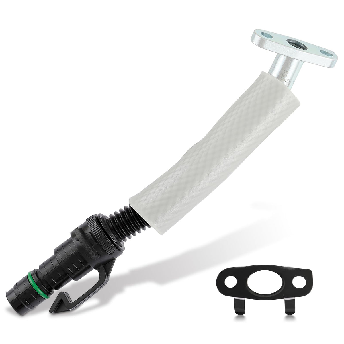 AUTOKAY front view of turbo oil return pipe showing fit and shape, ensures precise replacement